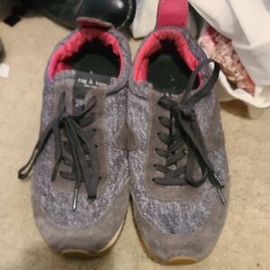 Rag & Bone Charcoal and Pink Lace-Up Sneakers